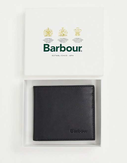 Barbour leather bilfold wallet in black