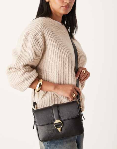 Barbour leather oversized crossbody bag in black - view 1