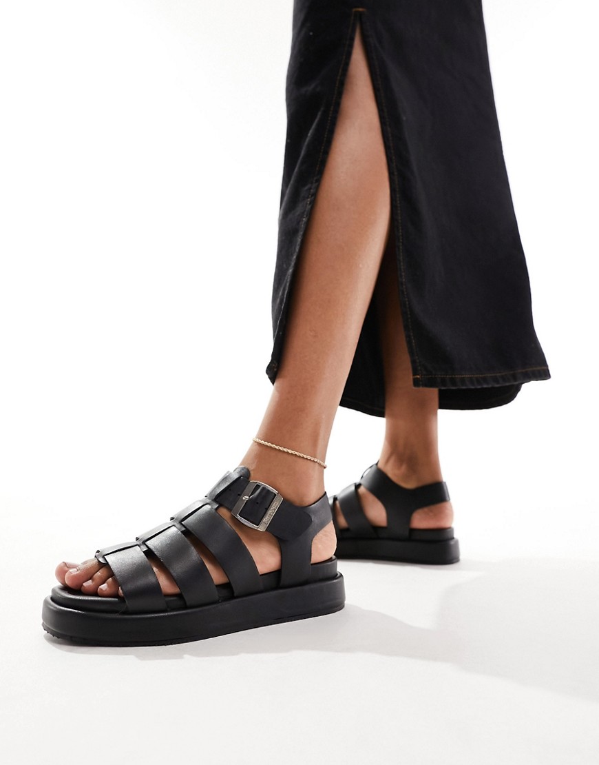 Barbour leather strap sandals in black