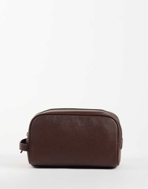 Barbour leather washbag in dark brown, 4 of 4