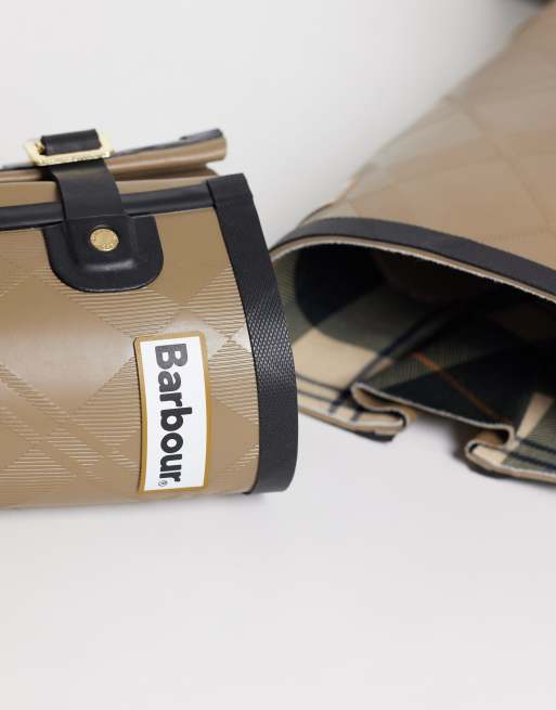 Barbour Leigton tartan tall welly boot in beige, 5 of 7