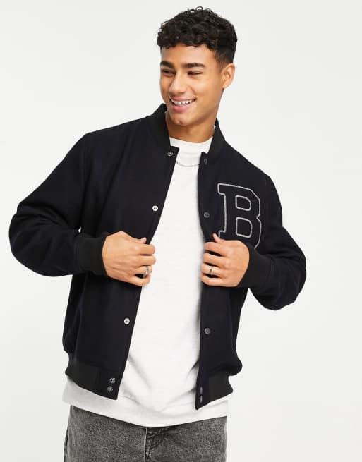 Barbour - Letterman - Marineblå bomber-jakke i uld