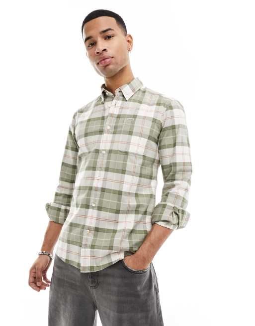 Barbour Lewis tailored shirt nike in olive check