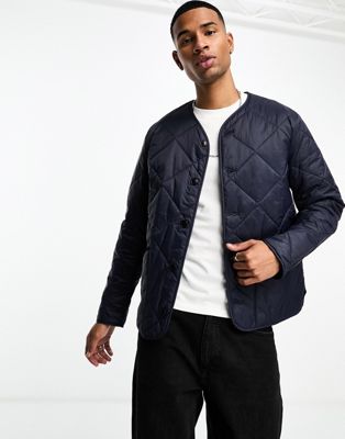 Barbour Liddesdale button up quilted jacket in navy - ASOS Price Checker