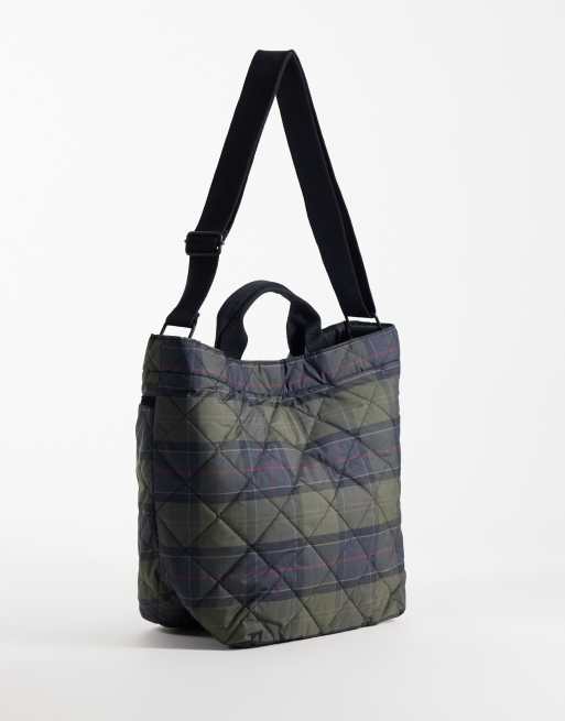 Barbour Liddesdale tartan check tote bag in navy/green, 4 of 5