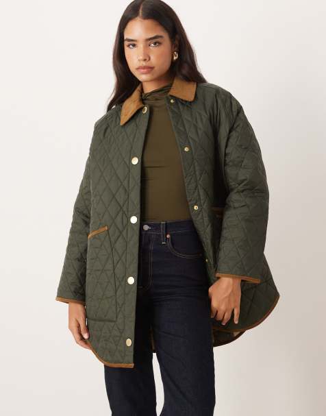 Barbour Liddlesdale oversized quilted jacket in sage/ancient - view 1
