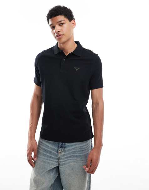 Barbour lightweight sports polo shirt in black