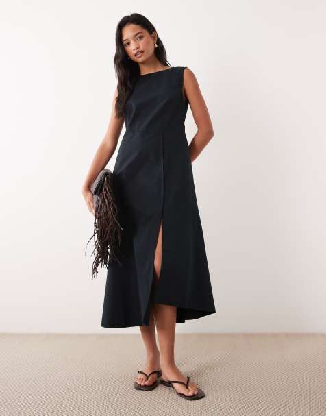 Barbour Liza cut out back detail maxi dress in black - view 1
