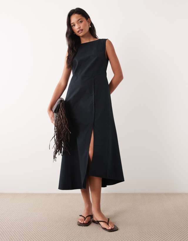 Barbour Liza cut out back detail maxi dress in black