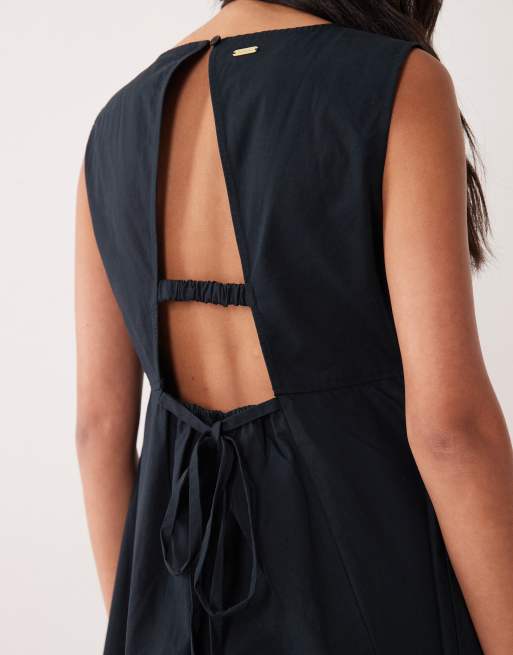 Barbour Liza cut-out back detail maxi dress in black, 4 of 4