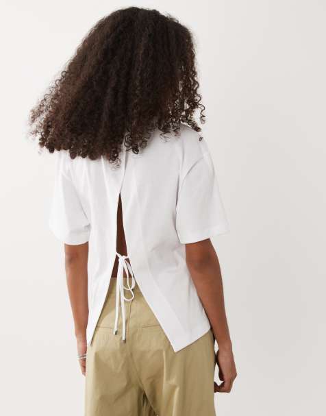 Barbour Liza pleated cinched waist t-shirt in white - view 1