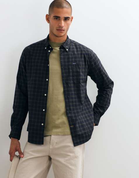 Barbour Lomond long sleeve tailored tartan check shirt in navy/green - view 1