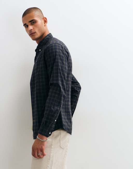 Barbour Lomond long sleeve tailored tartan check shirt in navy/green, 5 of 5