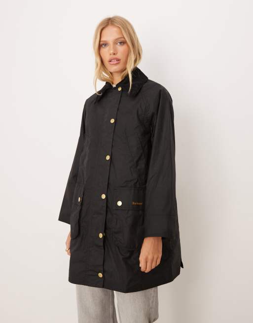 Barbour Long Beadnell wax jacket in black/classic - BLACK