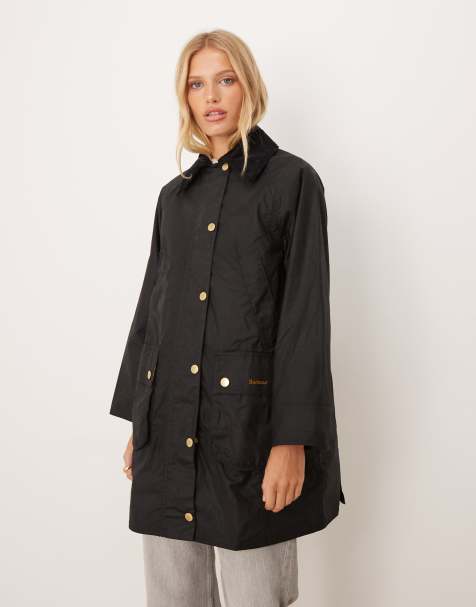 Barbour long Beadnell wax jacket in black/classic - view 1