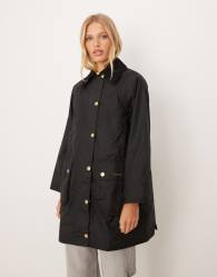 Barbour Long Beadnell wax jacket in black/classic
