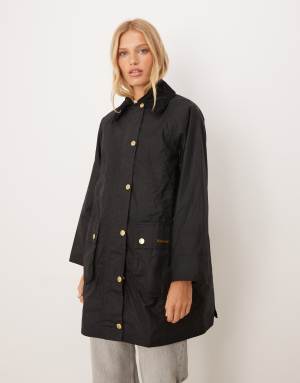 Barbour Long Beadnell wax jacket in black/classic