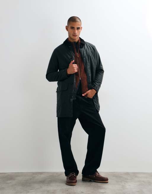 Barbour long wax mac jacket in sage green, 2 of 5