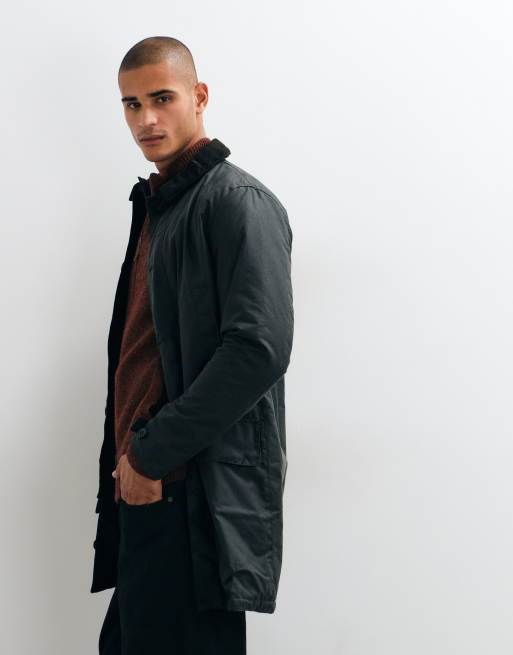 Barbour long wax mac jacket in sage green, 5 of 5