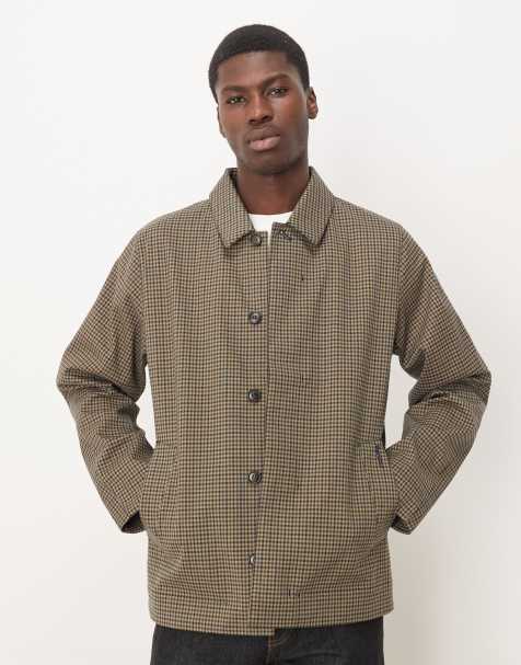 Barbour Lorden check short showerproof jacket in stone/navy check - STONE - view 1