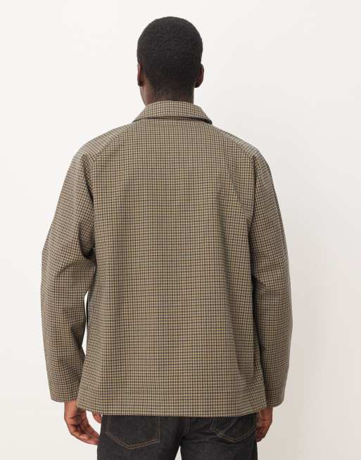 Barbour Lorden check short showerproof jacket in stone/navy check - STONE, 3 of 5