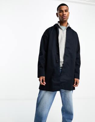 Barbour goosall wax jacket store with borg collar in navy