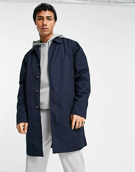 Barbour Lorden waterproof longline jacket with tartan inner in navy | ASOS