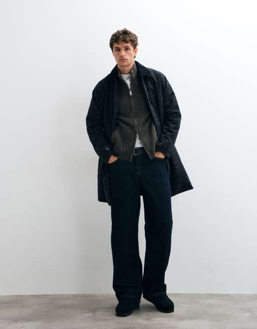Barbour Lorden Winter tartan check waterproof mac long jacket in navy/green, 2 of 5