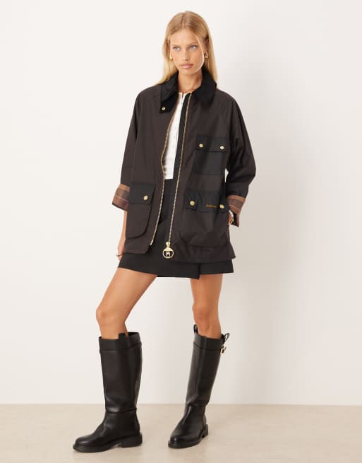 Barbour Luella wax jacket in rustic/muted tartan - BROWN