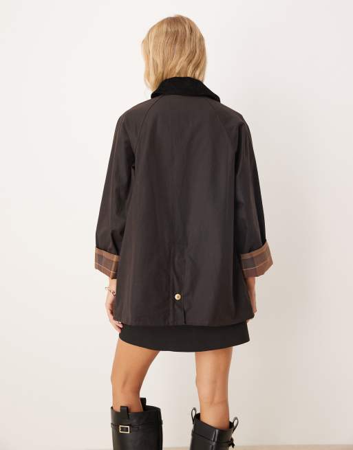 Barbour Luella wax jacket in rustic/muted tartan