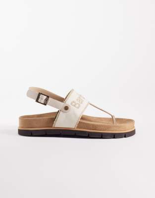  Lumley toe post logo sandals in beige