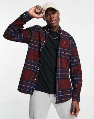 Barbour Lutsleigh brushed twill checked shirt in red