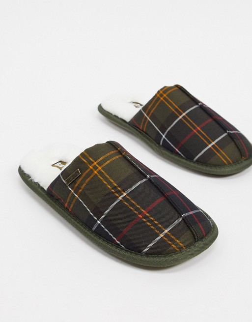 Barbour Maddie mule slippers in check