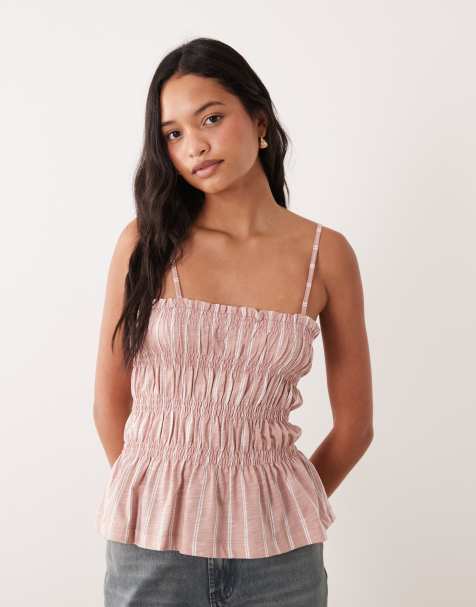 Barbour Madeline shirred cami top in pink stripe