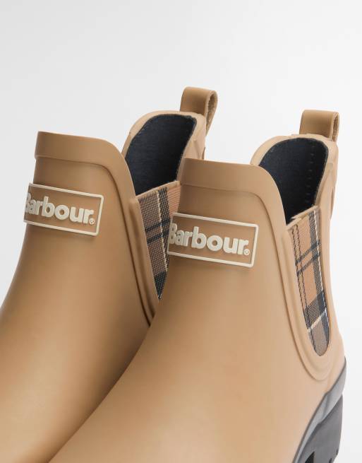 Barbour – Mallow – Chelsea-Gummistiefel in Beige mit Schottenkaromuster, 2 von 4