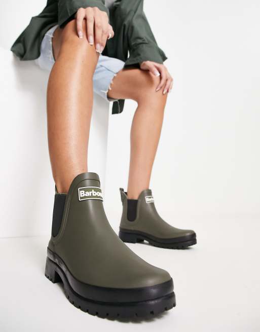 Barbour Mallow gumboots in khaki 