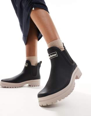 Barbour Mallow short gumboots in black/stone