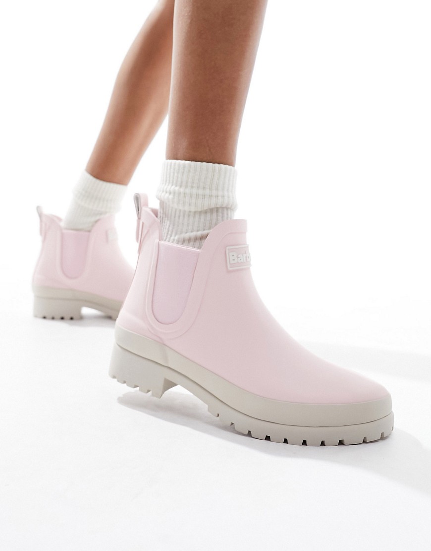 Barbour Mallow short wellington boots in light pink exclusive to asos
