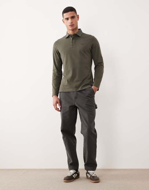 Barbour margrove ls tailored polo shirt in mid olive, 2 of 5