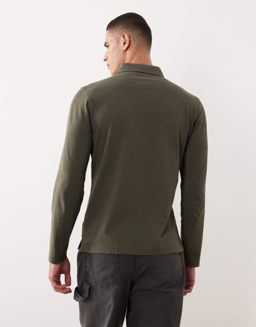Barbour margrove ls tailored polo shirt in mid olive, 3 of 5