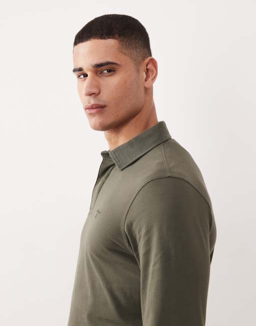 Barbour margrove ls tailored polo shirt in mid olive, 4 of 5
