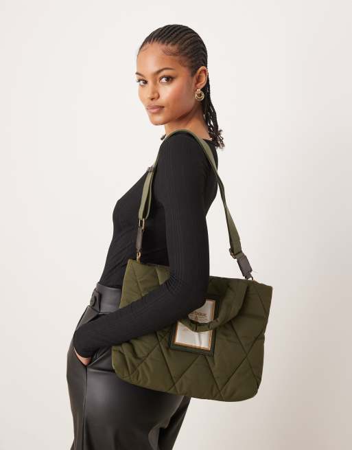 Barbour Mariah mini quilted crossbody tote bag in khaki ASOS