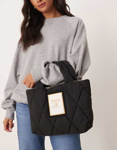 Barbour Mariah mini quilted tote bag in black/ancient - BLACK - view 1