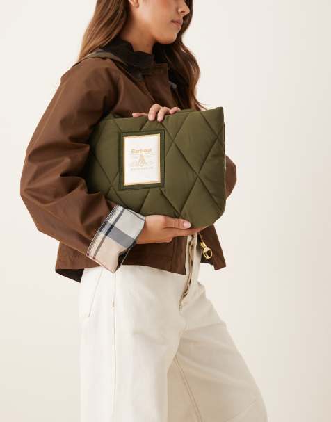 Barbour Mariah mini quilted tote bag in olive green - view 1