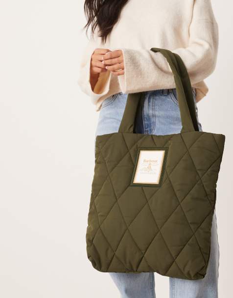 Barbour Mariah quilted tote bag in olive green - view 1