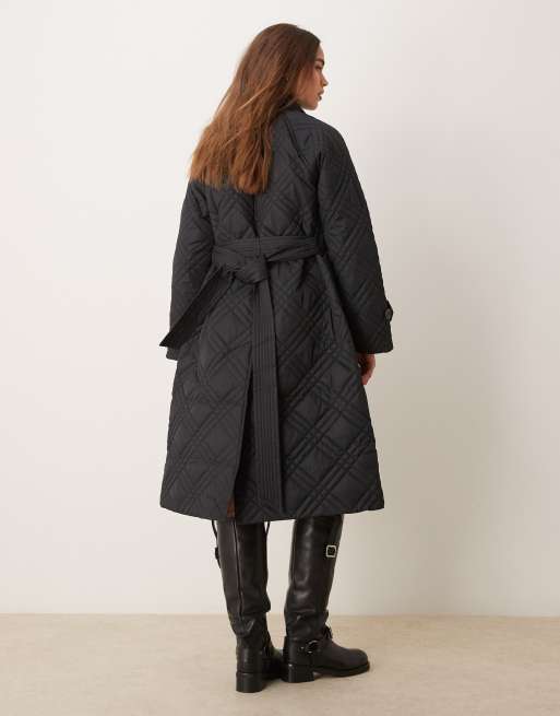 Barbour Mariah quilted trench coat in black | ASOS