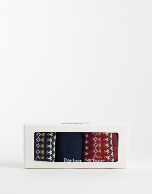 Barbour Marlow 3 pack fairisle socks gift box in multi, 2 of 3