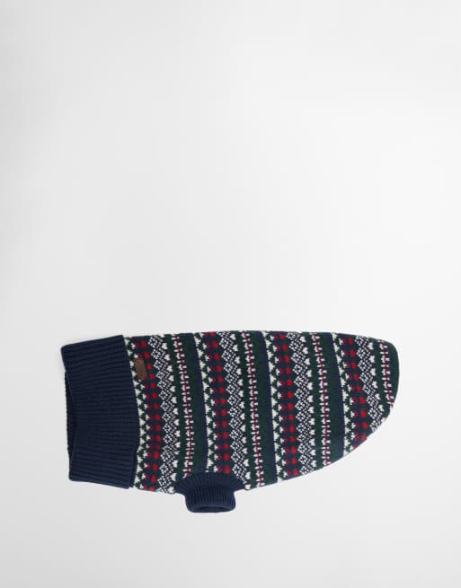 Barbour Marlow dog festive fairisle knitter jumper in navy, 3 of 5