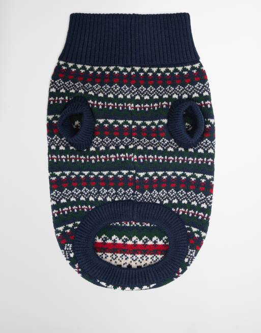 Barbour Marlow dog festive fairisle knitter jumper in navy, 4 of 5