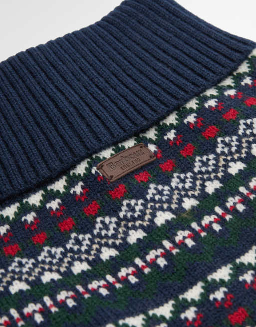 Barbour Marlow dog festive fairisle knitter jumper in navy, 5 of 5
